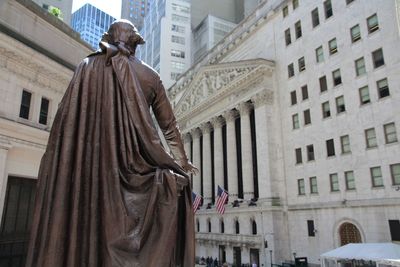 Low angle view of statue of historic building