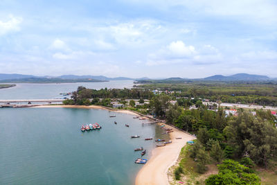 High angle view of sea against sky