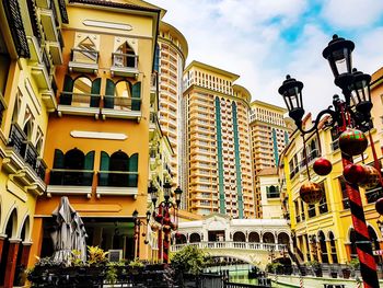 Low angle view of buildings in city