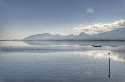 Scenic view of lake against sky
