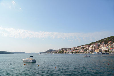 View of boats in calm sea