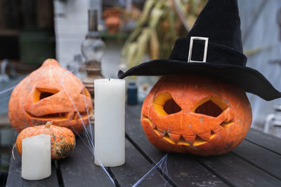 Close-up of pumpkin on table