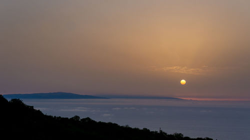 Scenic view of silhouette landscape against sky during sunset