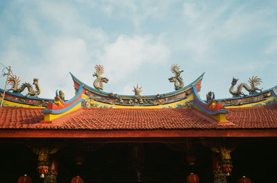 Low angle view of temple against sky