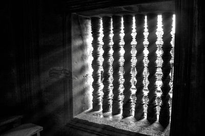 Sunlight falling on window in old building