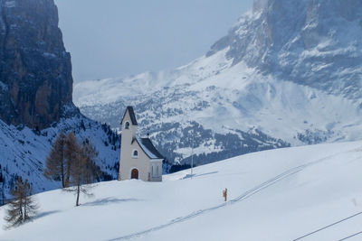 Scenic view of snow covered mountain against sky