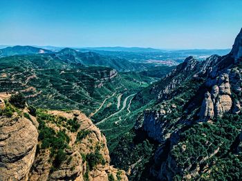 High angle view of landscape against clear sky