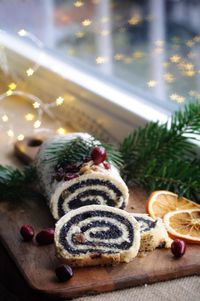 Close-up of christmas cake on table