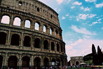 Exterior of the colosseum against sky