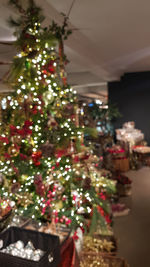 Close-up of christmas tree at night