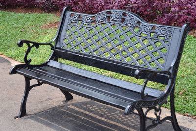 Empty bench in park