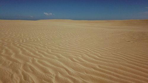Scenic view of sand dunes in desert against sky