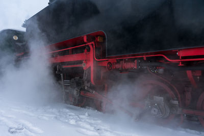 Steam locomotive in winter