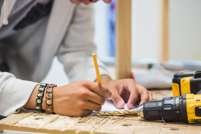 Man working on table