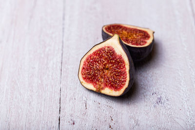 High angle view of fruits on table