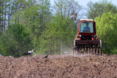 Tractor on farm