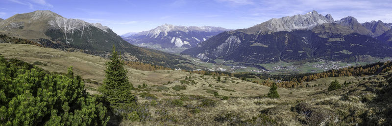 Scenic view of mountains against sky