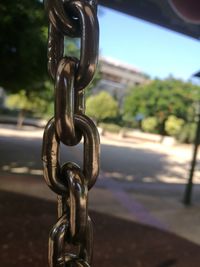 Close-up of metal railing