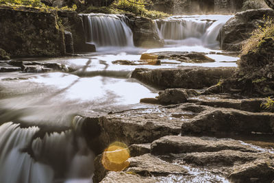 Scenic view of waterfall