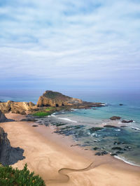 Scenic view of beach against sky