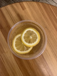 High angle view of lemon on table