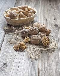 High angle view of bread on table