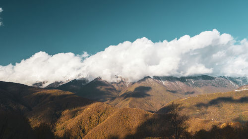 Scenic view of mountains against sky