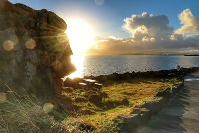 Scenic view of sunset over sea