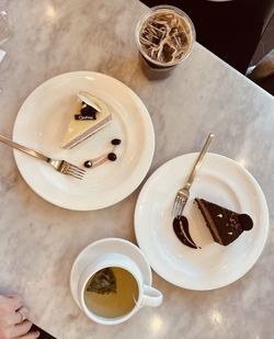 High angle view of food on table