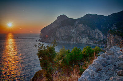 Scenic view of sea during sunset