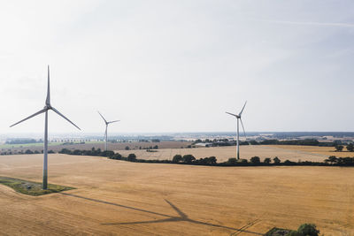 Wind turbines at field