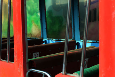 Close-up of red car window