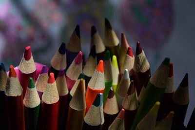 Close-up of colored pencils