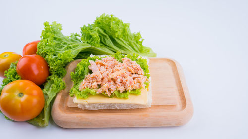 Close-up of fresh vegetables against white background