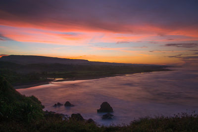 Scenic view of sea against sky during sunset