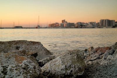 View of sea against sky during sunset