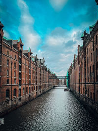 Canal amidst buildings against sky