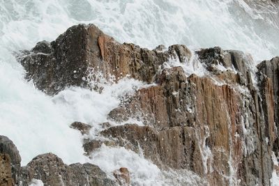 Scenic view of waves crashing