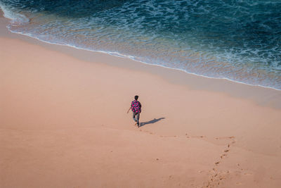 High angle view of people on beach