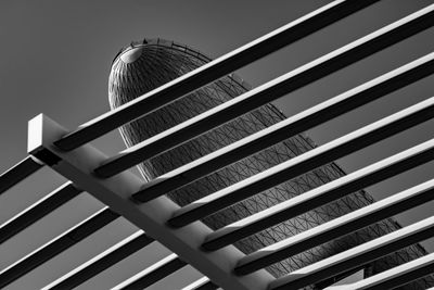 Low angle view of modern building against clear sky