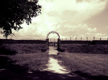 Scenic view of landscape against cloudy sky