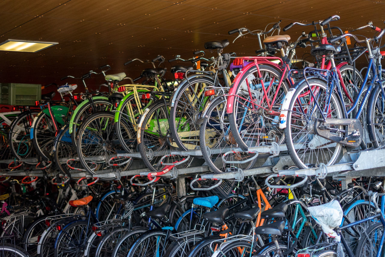 BICYCLES IN PARKING LOT AT MARKET