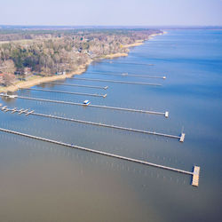 Aerial view of sea against sky