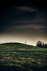 Scenic view of field against sky at night