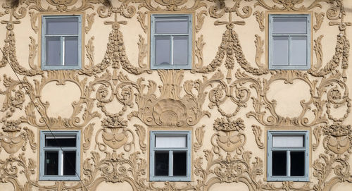 Stucco facade of luegghaus, luegg house, graz, styria, austria