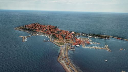 High angle view of sea against sky