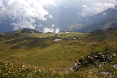 View of a mountain panorama in the swiss alps