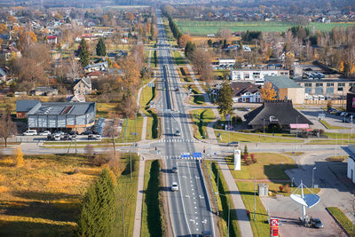 High angle view of city street