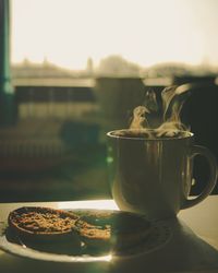 Close-up of tea in cup on table