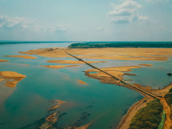Scenic view of mekong river against sky in kampong cham,cambodia.